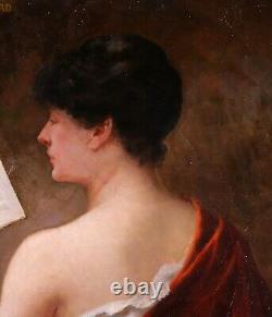 Albert-Jules Edouard Tableau portrait femme impressionnisme Art Nouveau livre