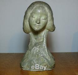 Alexandre BIGOT Magnifique Buste de femme en grès Art Nouveau Jugendstil
