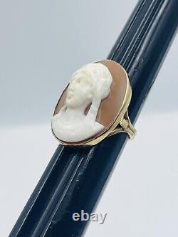 Ancien 14k or Jaune Art Nouveau Femme Bague Camée Taille 6.25