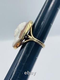 Ancien 14k or Jaune Art Nouveau Femme Bague Camée Taille 6.25