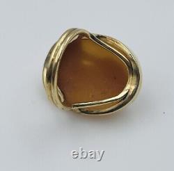 Ancien 14k or Jaune Art Nouveau Femme Bague Camée Taille 6.25