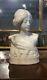 Ancien Buste De Femme Art Nouveau En Marbre. Socle En Albâtre