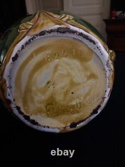 Ancien Cache Pot Jardiniere Onnaing N°824 Femme Papillon Nymphe Art Nouveau
