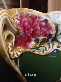 Ancien Cache Pot Jardiniere Onnaing N°824 Femme Papillon Nymphe Art Nouveau