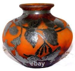 Ancien Vase Muller Freres Art Nouveau Verre & Etain /no Gallé Daum Legras Femme