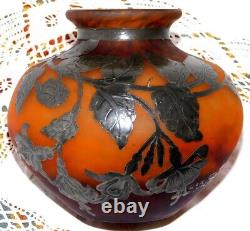 Ancien Vase Muller Freres Art Nouveau Verre & Etain /no Gallé Daum Legras Femme