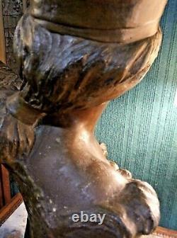 Ancien buste Art Nouveau Femme régule Statue E. Fernand Villanis C. 1900 42 cm