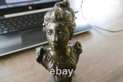 Ancien buste de femme en bronze époque art nouveau