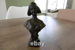 Ancien buste de femme en bronze époque art nouveau