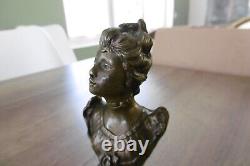 Ancien buste de femme en bronze époque art nouveau