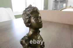 Ancien buste de femme en bronze époque art nouveau