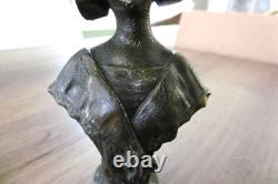 Ancien buste de femme en bronze époque art nouveau