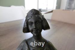 Ancien buste de femme en bronze époque art nouveau