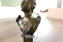 Ancien buste de femme en bronze époque art nouveau