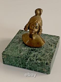 Ancien buste en bronze femme Art Nouveau Art Deco