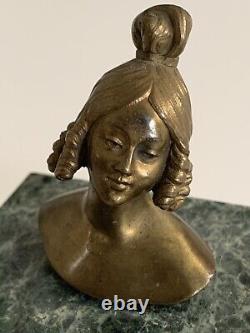 Ancien buste en bronze femme Art Nouveau Art Deco