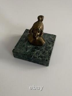 Ancien buste en bronze femme Art Nouveau Art Deco