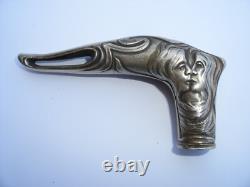 Ancien pommeau de canne érotique 2 femmes lesbiennes s'embrassant art nouveau