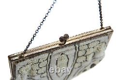 Ancien sac de soirée Art Nouveau en broderie de perles de rocaille Vintage 10s