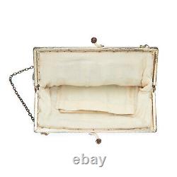 Ancien sac de soirée Art Nouveau en broderie de perles de rocaille Vintage 10s