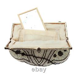 Ancien sac de soirée Art Nouveau en broderie de perles de rocaille Vintage 10s