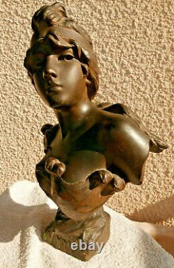 Ancien sculpture régule NYMPHE femme E. VILLANIS 32 cm 3 kg art nouveau 1900
