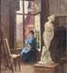Ancien Tableau Art Nouveau Atelier école De Nancy Portrait Femme Peintre Hoffman