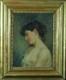 Ancien Tableau Art Nouveau Portrait De Jeune Femme Profil Nue J. F Galey Biarritz