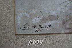 Ancienne AQUARELLE signée JULIA M CONVERT 1911. Femme Art Nouveau. No Mucha