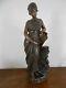 Ancienne Statue Terre Cuite Polychrome Art Nouveau 1900 Femme A La Cruche Xix Em