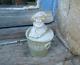 Ancienne Bonbonnière Bicolore En Biscuit Avec Tete De Femme Chapeautée