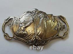 Ancienne boucle de ceinture Art Nouveau en métal argenté