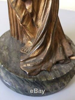 Ancienne lampe femme en bronze 1900 art nouveau Jugendstil signée Lucien ALLIOT
