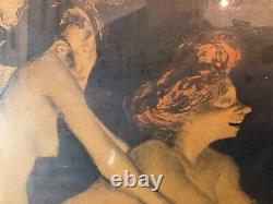 Ancienne litho Jean Veber Portrait femme art nouveau