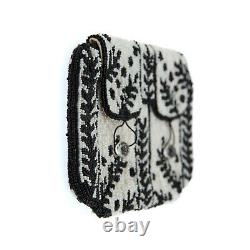 Ancienne pochette de soirée Art Nouveau en perles de rocaille Vintage 10s 20s