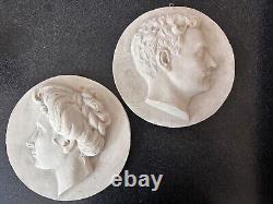 Ancienne sculpture jeune femme portrait profil couple homme France Art Nouveau
