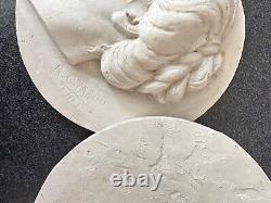 Ancienne sculpture jeune femme portrait profil couple homme France Art Nouveau