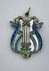 Antique Art Nouveau Russe 84 Argent Émail Aile Femme Harpe Slide Miroir Pendant