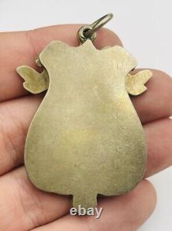 Antique Art Nouveau Russe 84 Argent Émail Aile Femme Harpe Slide Miroir Pendant