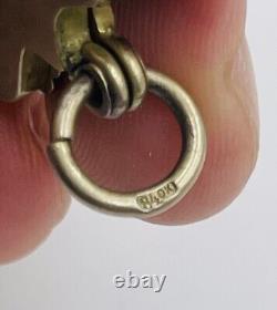 Antique Art Nouveau Russe 84 Argent Émail Aile Femme Harpe Slide Miroir Pendant
