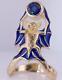 Antique Chauve-souris Sculpture Femmes Bague Art Nouveau Style 14k Or Émail