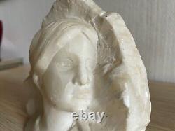 Antique Demi-Relief Buste Sculpture Tête de Femme Art Nouveau Beauté Um 1900