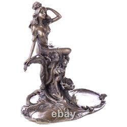 Antique Figure en bronze Art Nouveau de femme sur des nénuphars