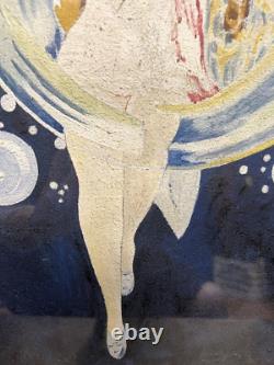 Antique Original Peinture Illustration Art Nouveau Femme Bulles Pinup Encadré 25