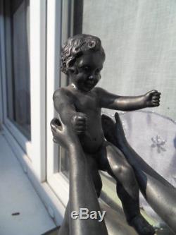 Antique Statue art nouveau deco Femme et enfant bébé signé by Geo Maxim