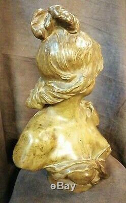 Anton NELSON Bronze buste Femme Art Nouveau H 39cm Cachet fondeur GOLDCHEIDER. 75