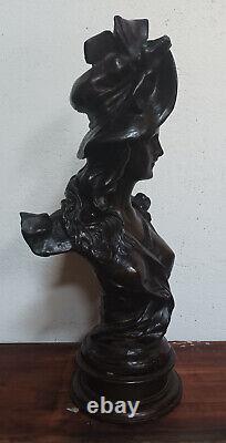 Anton Nelson (1880-1910) Buste de femme Art Nouveau en plâtre