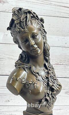 Art Déco Buste Femelle Nouveau Fille Femme Classic Bronze Marbre Sculpture Ouvre