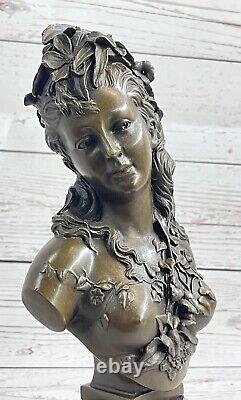 Art Déco Buste Femelle Nouveau Fille Femme Classique Bronze Marbre Sculpture