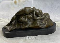 Art Déco / Nouveau Chair Nue Couchage Femme Fille Bronze Sculpture Figurine
